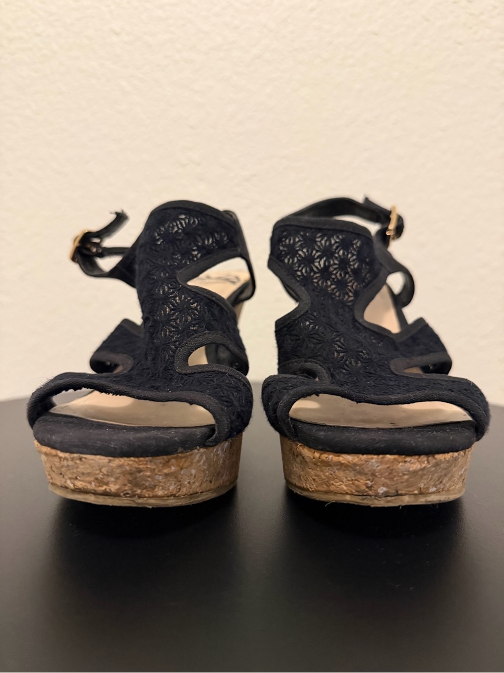 Fergalicious Black Cork Wedge Sandals with Cutout Upper - Picture 4 of 5